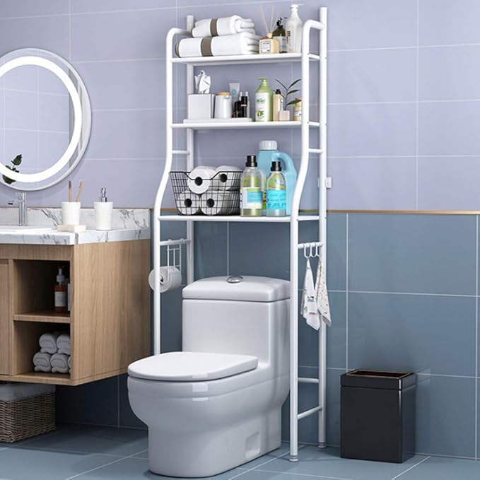 FIXER 3 Tier Metal Toilet Storage Rack (White)