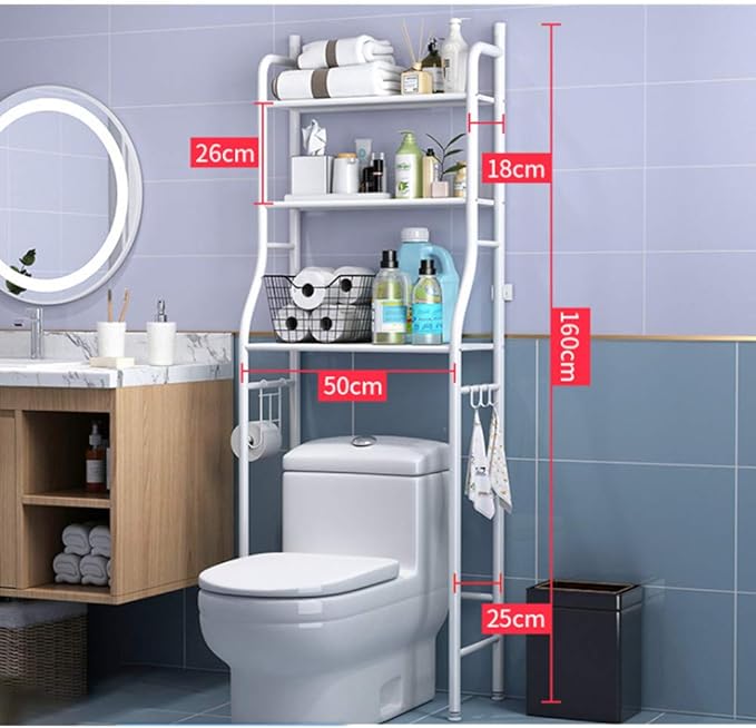 FIXER 3 Tier Metal Toilet Storage Rack (White)