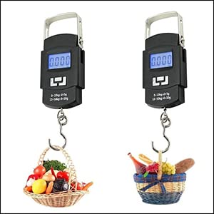 FIXER Electronic Portable Fishing Hook Type Digital LED Screen Luggage Weighing Scale, 50 kg Digital Weighing Scale (Black