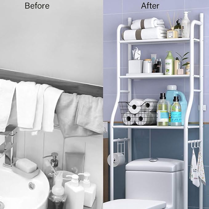 FIXER 3 Tier Metal Toilet Storage Rack (White)