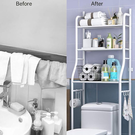 FIXER 3 Tier Metal Toilet Storage Rack (White)