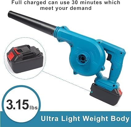 Cordless Handheld Leaf Blower 24V with 2 Batteries & Charger – Electric Brushless Turbo Motor, 2-in-1 Blower & Vacuum for Lawn, Patio, Deck, and Garage Cleaning