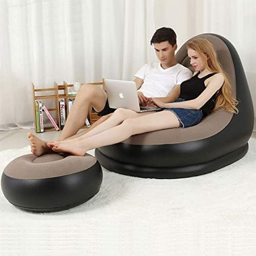Inflatable Chair Sofa with Foot Stool, Blow Up Lounge Chair, Portable Beach Seat for Outdoor Seating Camping Travel