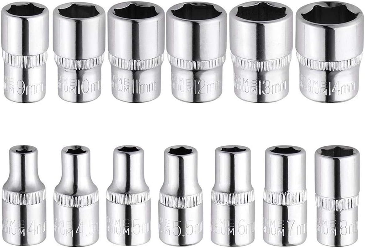 FIXER Wrench Socket Tool Bit Set HEX Bit Socket Set, Metric CrV Steel, Complete 46-Piece, 1/4-Inch Drive Ratchet Handle, Drive Extension Bar, Impact Universal Joint Enhanced Storage Case