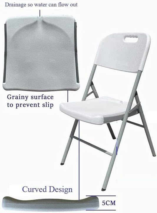 Folding Plastic Chair – Heavy-Duty, Stackable with Molded Seat & Back