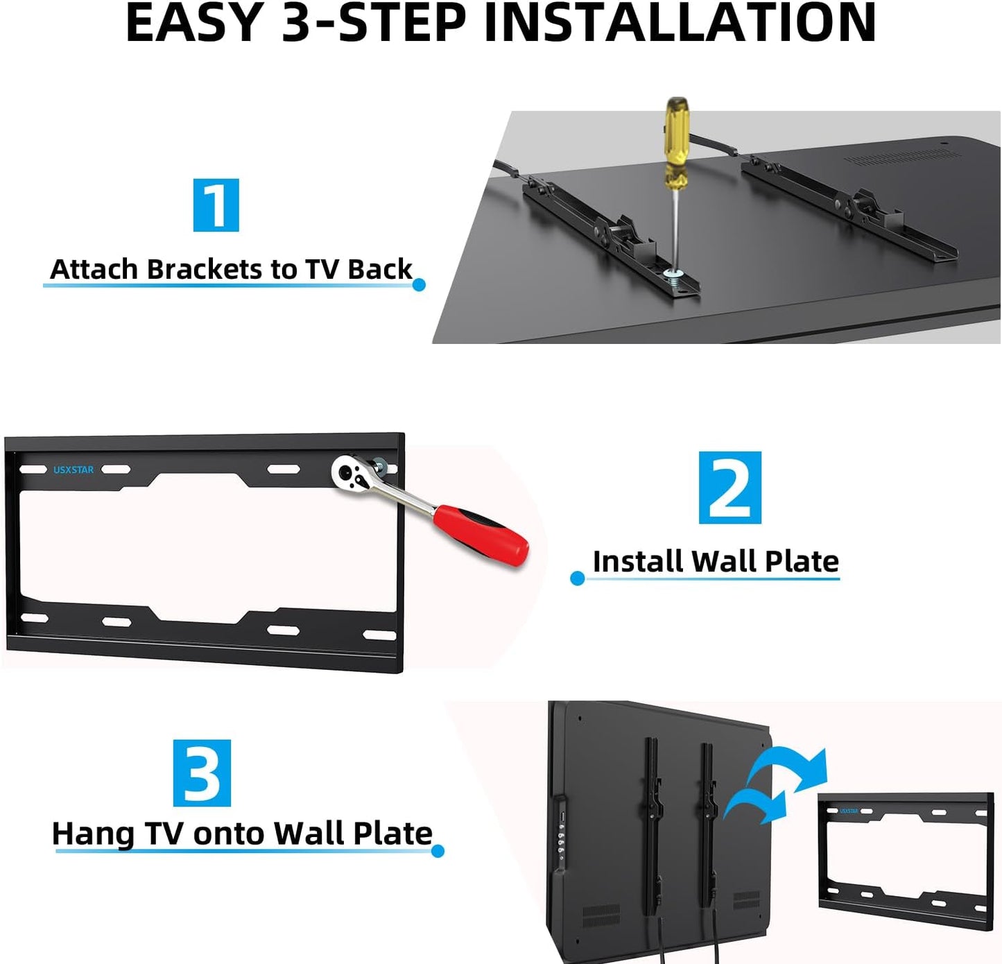 FIXER 40'’- 80'’ TV Wall Bracket And Mount - Black