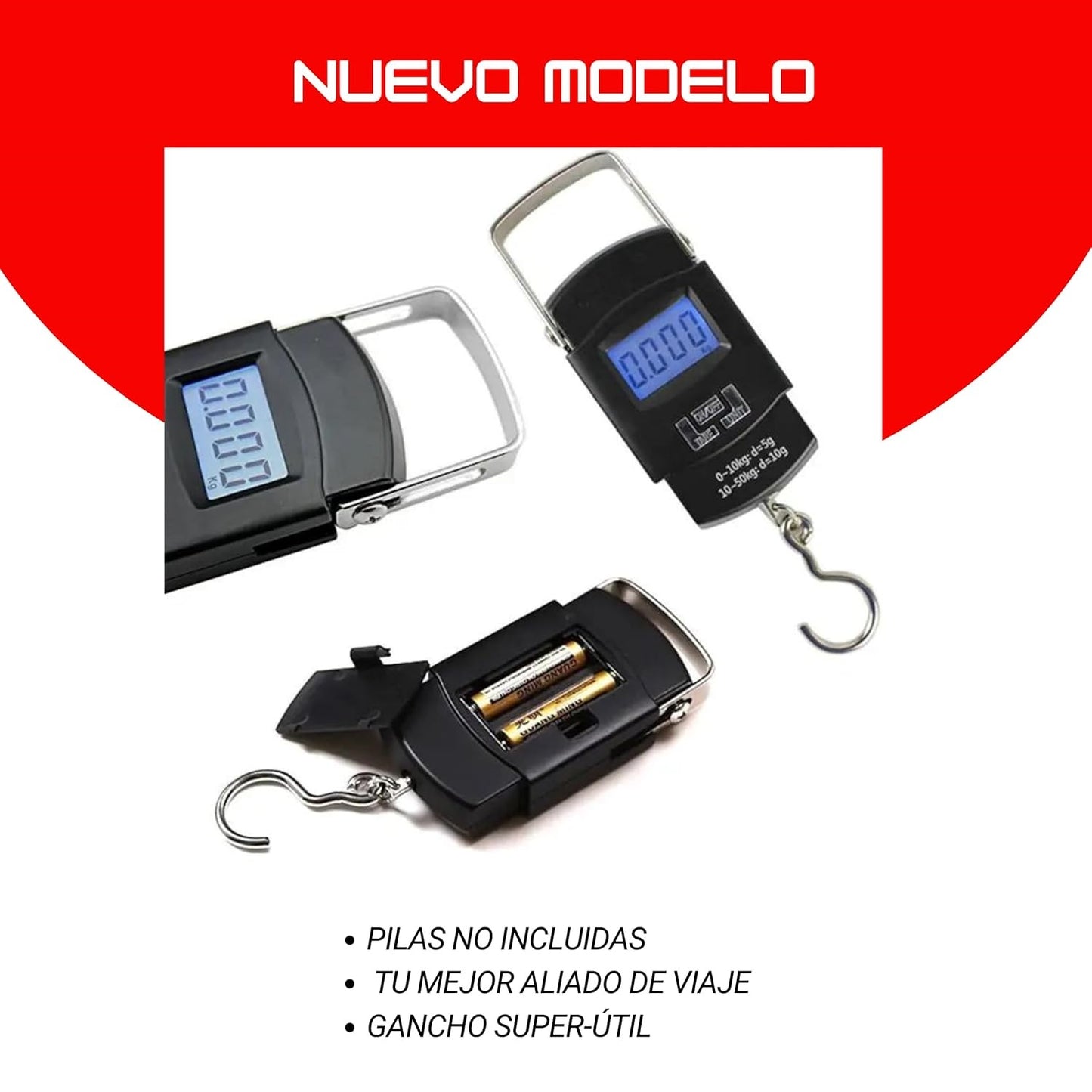 FIXER Electronic Portable Fishing Hook Type Digital LED Screen Luggage Weighing Scale, 50 kg Digital Weighing Scale (Black