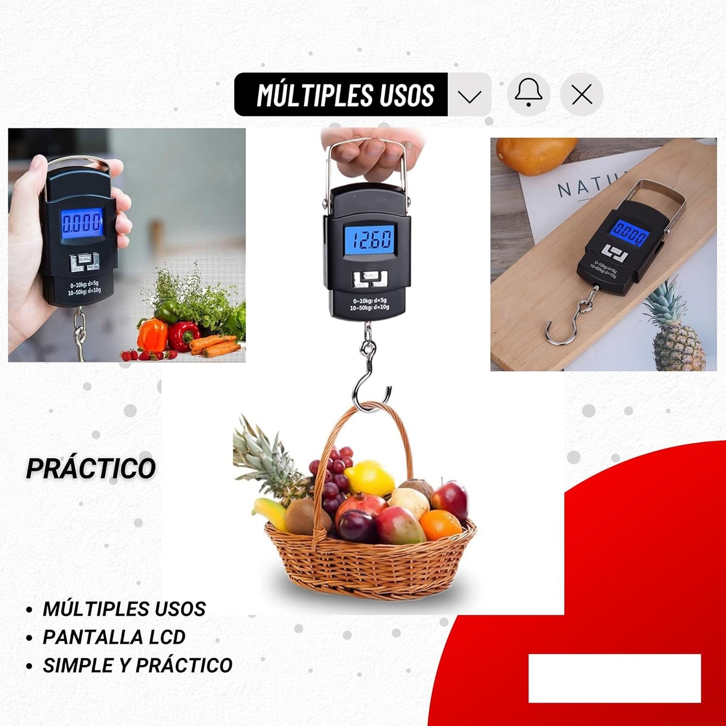 FIXER Electronic Portable Fishing Hook Type Digital LED Screen Luggage Weighing Scale, 50 kg Digital Weighing Scale (Black