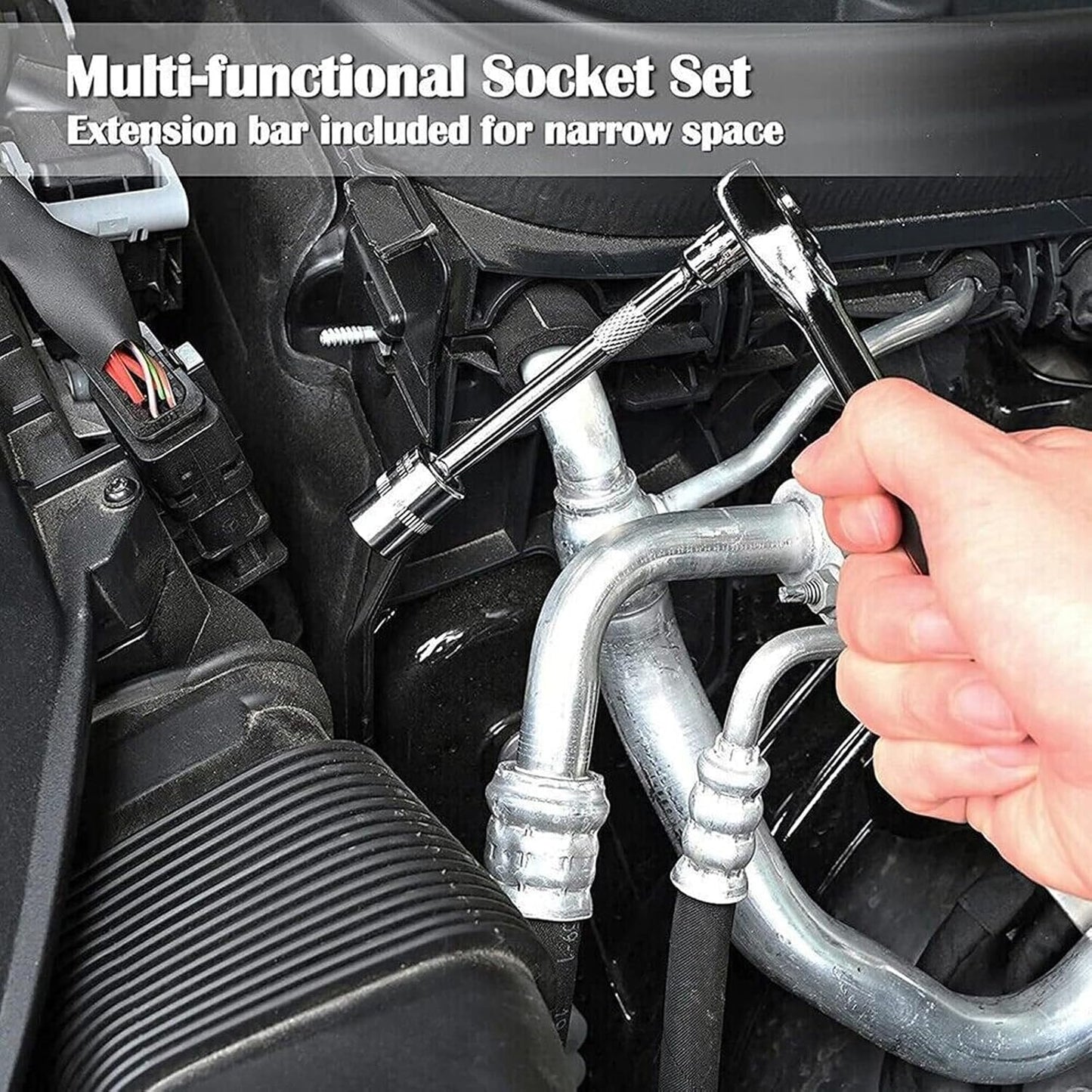FIXER Wrench Socket Tool Bit Set HEX Bit Socket Set, Metric CrV Steel, Complete 46-Piece, 1/4-Inch Drive Ratchet Handle, Drive Extension Bar, Impact Universal Joint Enhanced Storage Case