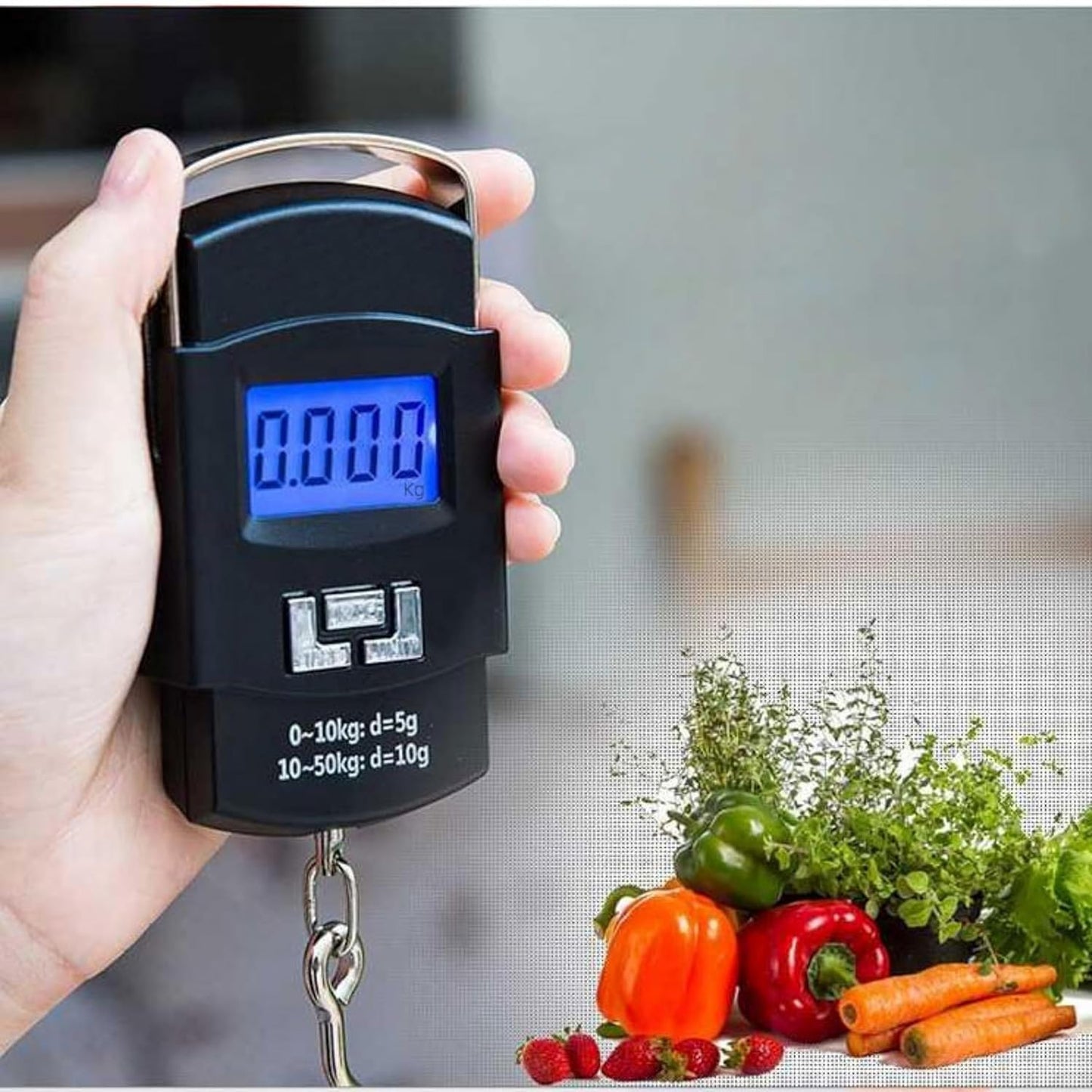 FIXER Electronic Portable Fishing Hook Type Digital LED Screen Luggage Weighing Scale, 50 kg Digital Weighing Scale (Black