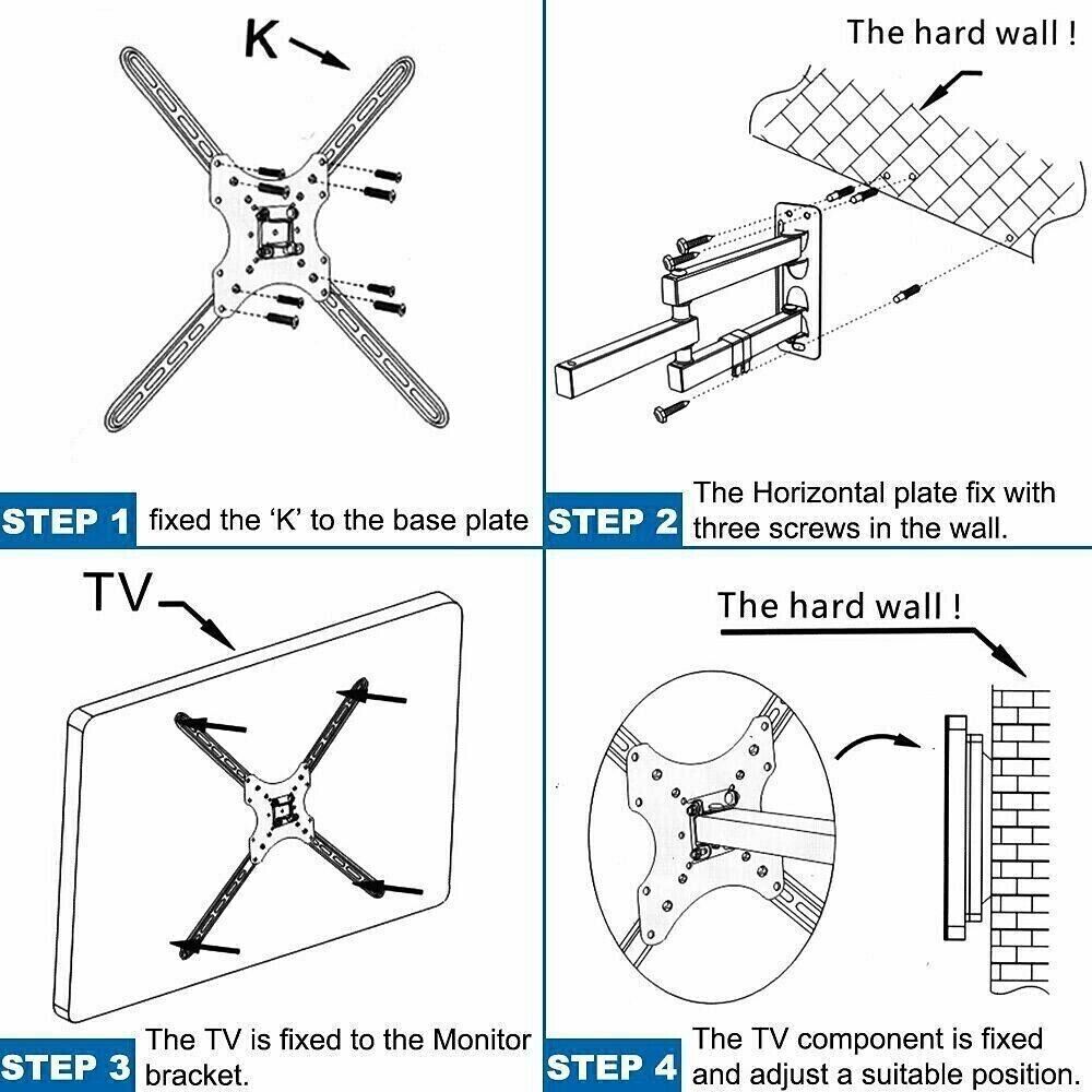 Swing/Movable TV Wall Mount Bracket Arm Folding for 14"-55" Universal LED LCD Plasma