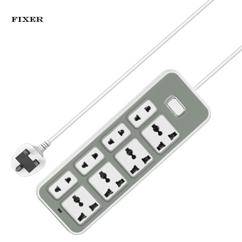 FIXER 5-Meter Multi-Plug Extension Board – 8 Universal Sockets with Power Switch, Surge Protection & Long Wire for Home, Office, and Appliances