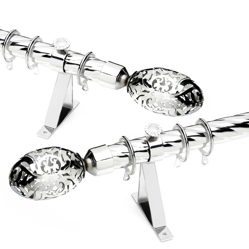 Adjustable Metal Curtain Rod with Decorative Goose Egg Finial – 2m Telescopic Pole