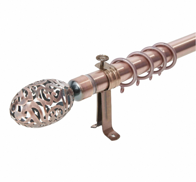 Adjustable Metal Curtain Rod with Decorative Goose Egg Finial – 2m Telescopic Pole