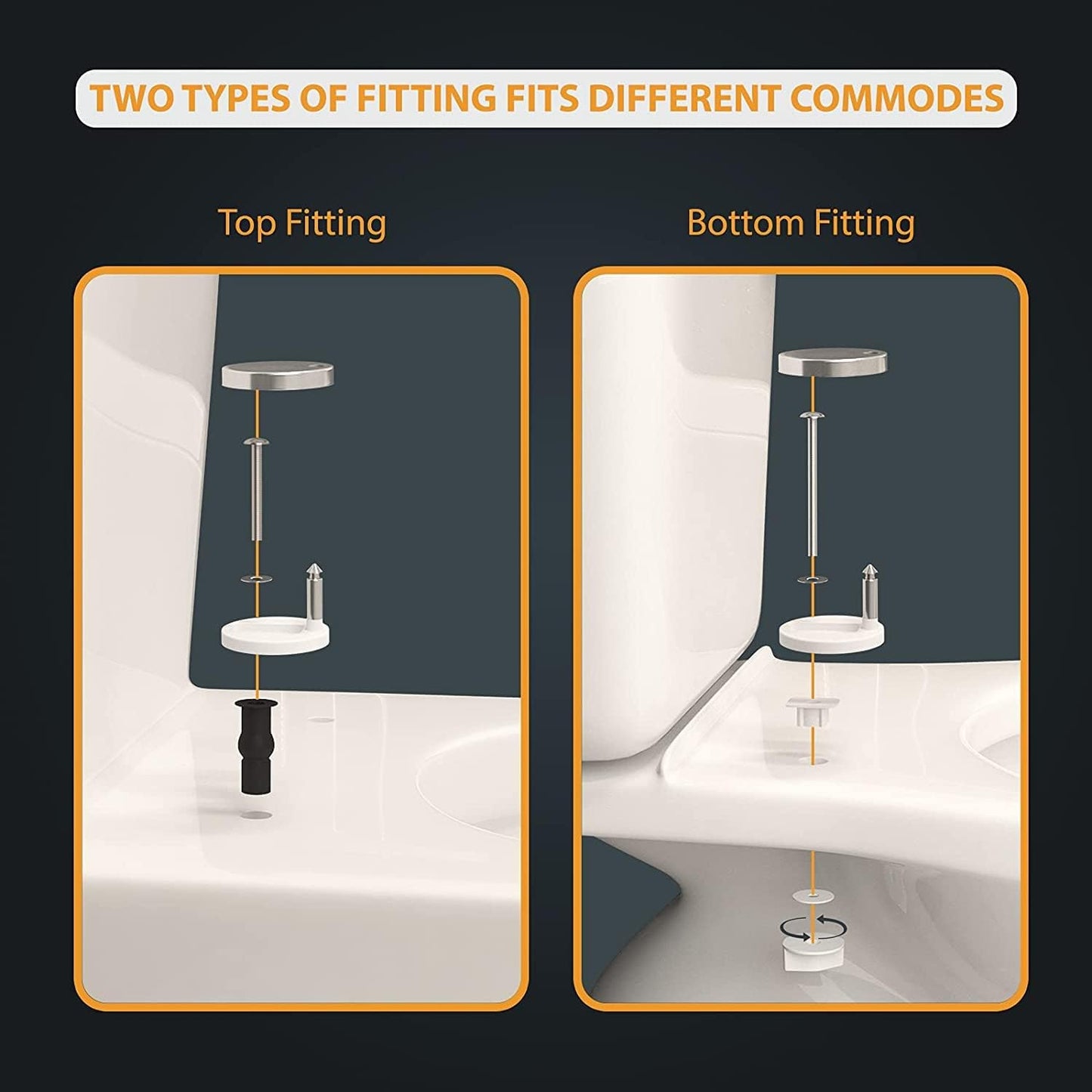 FIXER D-Shape Toilet Seat Cover Anti Bacterial Mute Loo Seat Slow Close Quick Release Hinges U Shape Soft Close Easy Cleaning Dual Fixing White Premium UF (Urea-Formaldehyde)