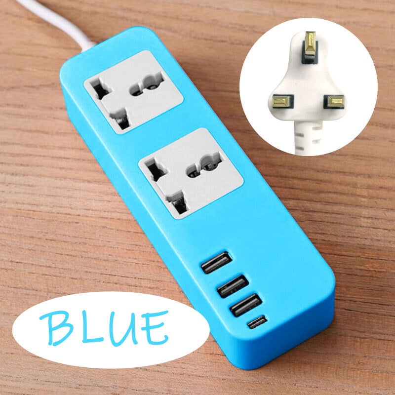 FIXER Socket Power Extension with 3 USB & C Type Ports and 2M Cable – Multi-Function Power Strip