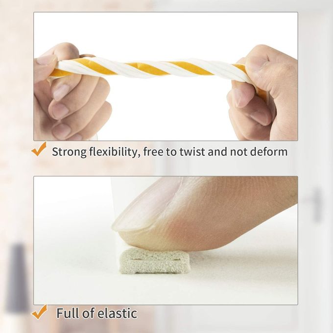 FIXER Self-Adhesive D Shape, EPDM, Rubber Door/Window Insulation Tape In White Color Single Sided Weather Strip Draught Excluder Anti-Collision Stripping Soundproofing Avoidance