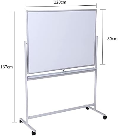 Mobile Whiteboard with Stand 90x120cm, Double Sided Magnetic Whiteboard on Wheels, Mobile Standing White Board