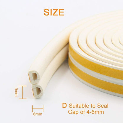 FIXER Self-Adhesive D Shape, EPDM, Rubber Door/Window Insulation Tape In White Color Single Sided Weather Strip Draught Excluder Anti-Collision Stripping Soundproofing Avoidance