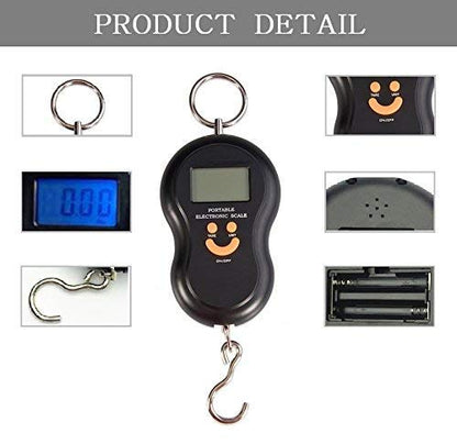 50kg/10g Luggage Weighing Scale Digital Electronic Balance Backlit LCD Display Fishing Scales with Hanging Hook