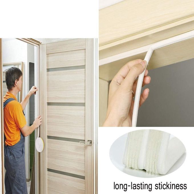 FIXER Self-Adhesive D Shape, EPDM, Rubber Door/Window Insulation Tape In White Color Single Sided Weather Strip Draught Excluder Anti-Collision Stripping Soundproofing Avoidance