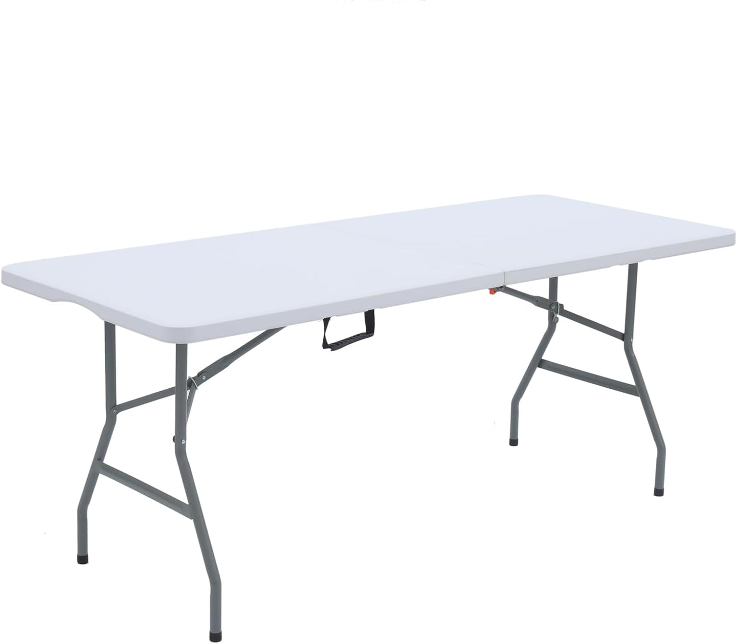 Folding Camping Table 150×70×75cm – Heavy Duty Plastic Outdoor Picnic Table, Portable Trestle Table with Handle – White
