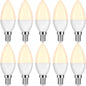 LED Candelabra Light Bulbs, Warm White 3000K, E14 Base, 7W Candle Light Bulbs, Non-Dimmable, 220V, 10 Pack