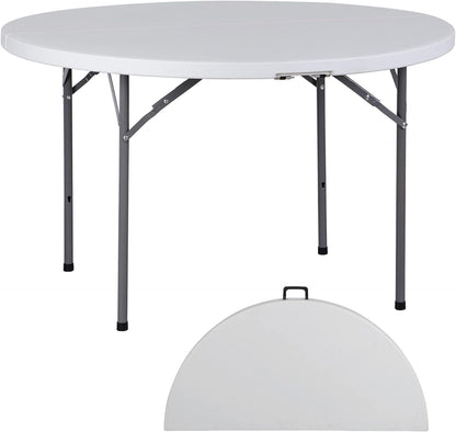 Round All-Occasion Plastic Folding Event Table, Foldable Portable Banquet Table for Indoor | Outdoor Events | White | DIA 150 * 75cm