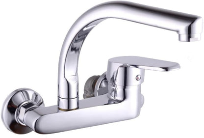 Wall-Mounted Kitchen Sink Mixer Faucet – 304 Stainless Steel | 360° Rotating Spout | Hot & Cold Water | Easy Installation