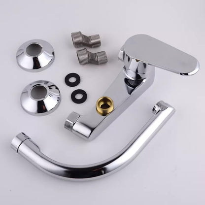 Wall-Mounted Kitchen Sink Mixer Faucet – 304 Stainless Steel | 360° Rotating Spout | Hot & Cold Water | Easy Installation