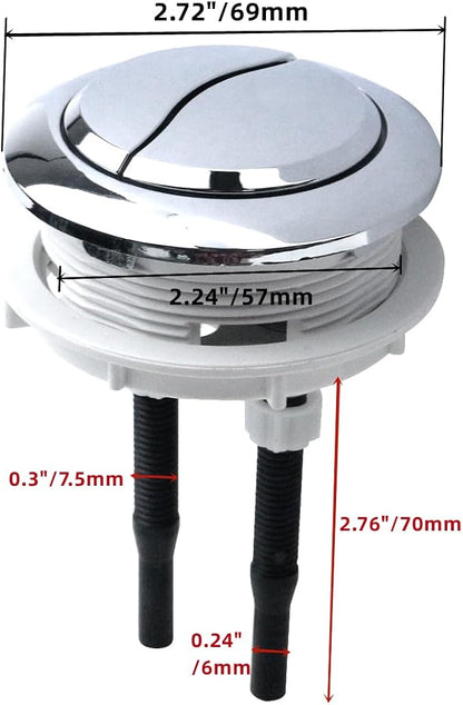 Dual Flush Toilet Valve Repair Kit – Push Button Flush System | Includes Fill Valve, Flush Valve & Button | Water-Saving, Easy Installation