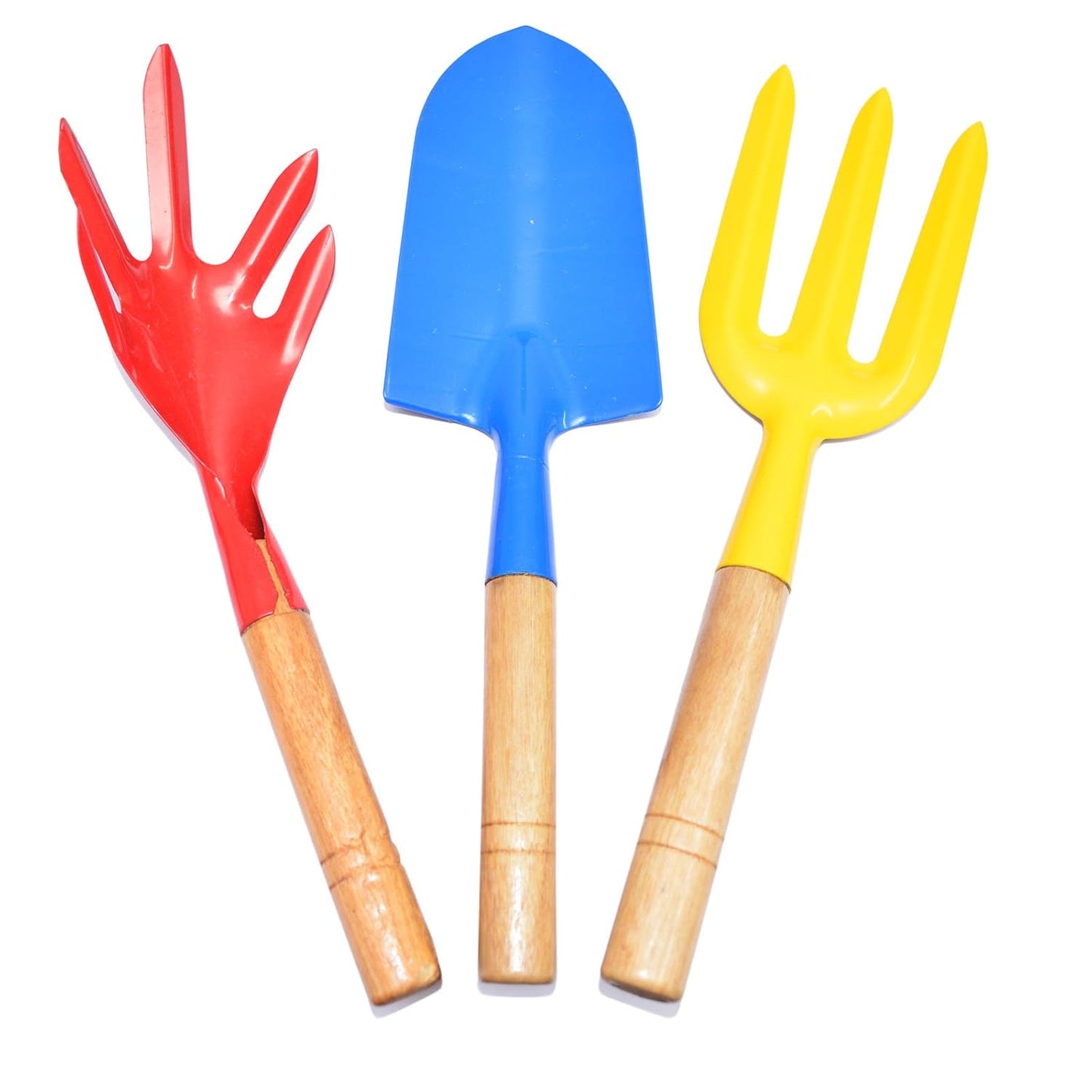 FIXER Gardening Tools Set for Digging & Planting Big Trowel, Garden Fork, Cultivator Wooden Handle (Combo of 3)