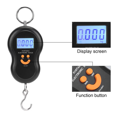 50kg/10g Luggage Weighing Scale Digital Electronic Balance Backlit LCD Display Fishing Scales with Hanging Hook