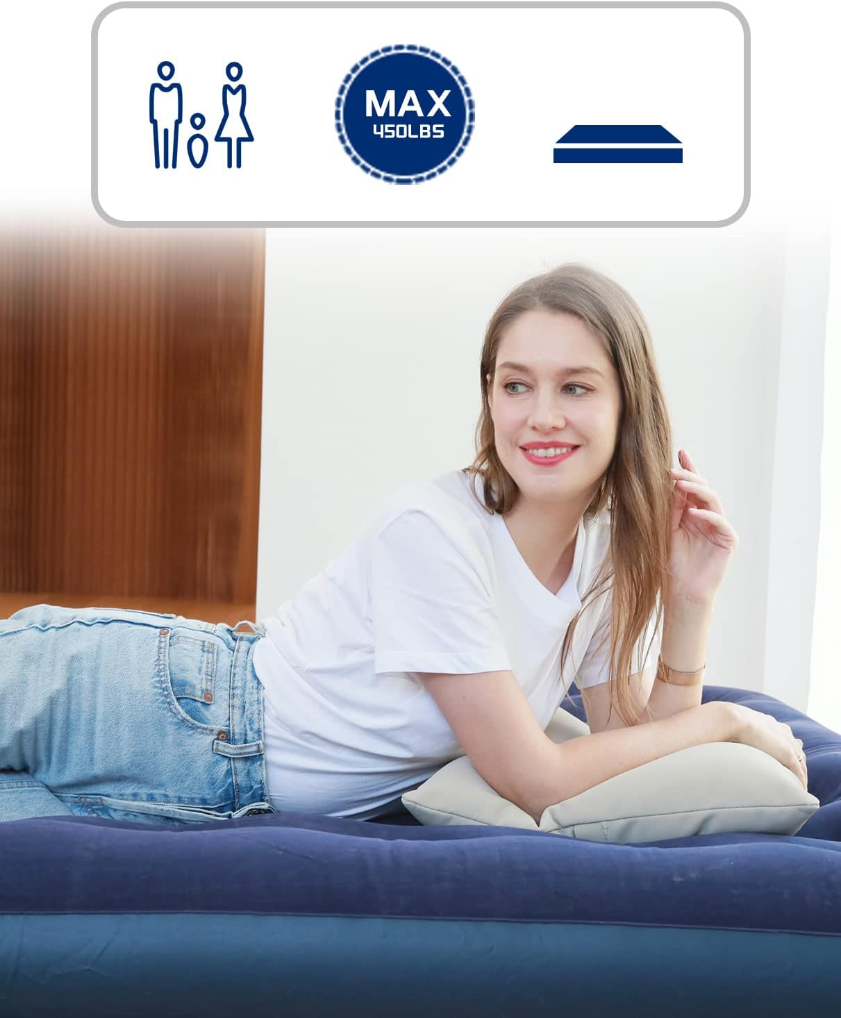 Twin Size Inflatable Air Mattress – Portable Blow‑Up Guest Bed with Built‑in Pump