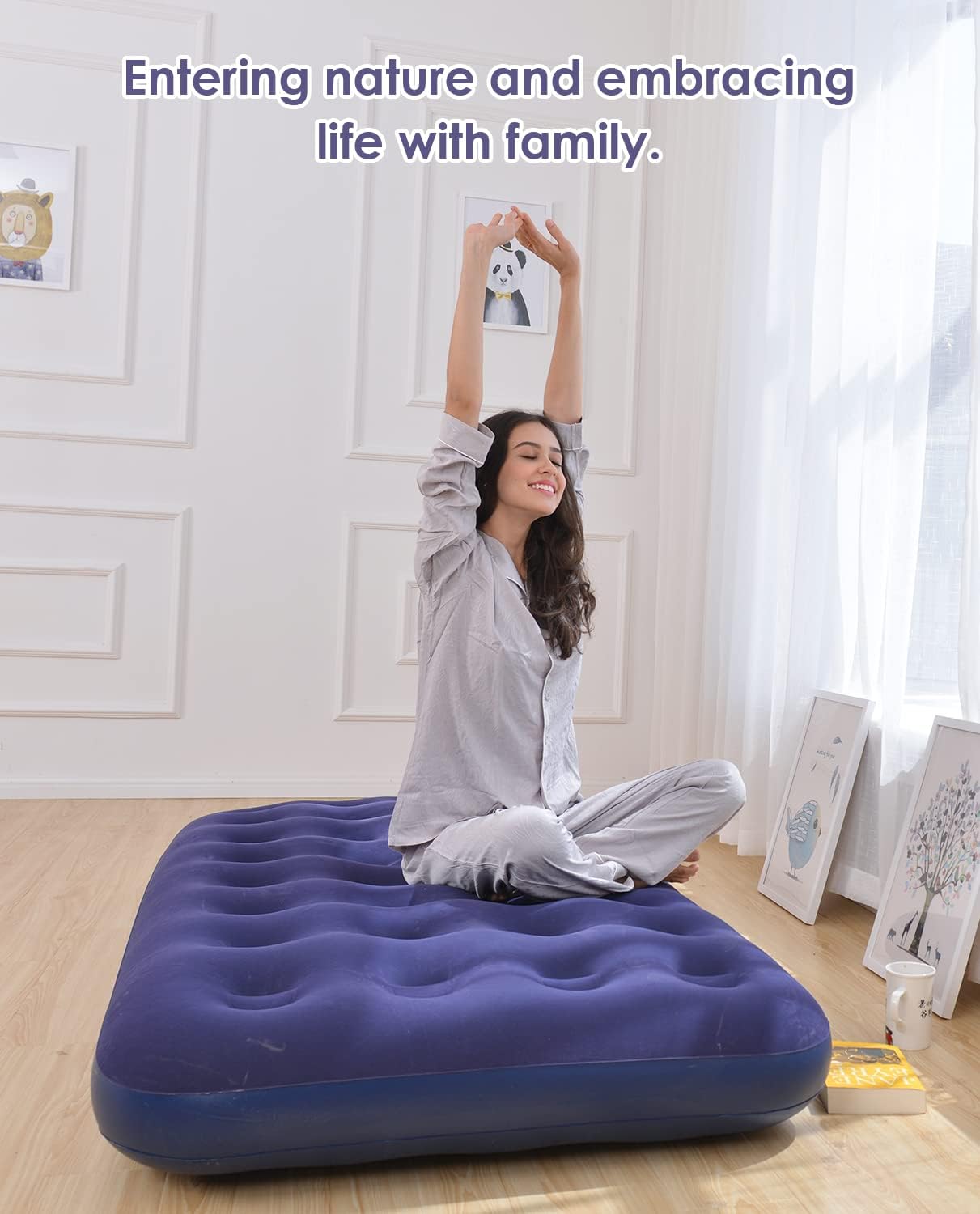 Twin Size Inflatable Air Mattress – Portable Blow‑Up Guest Bed with Built‑in Pump