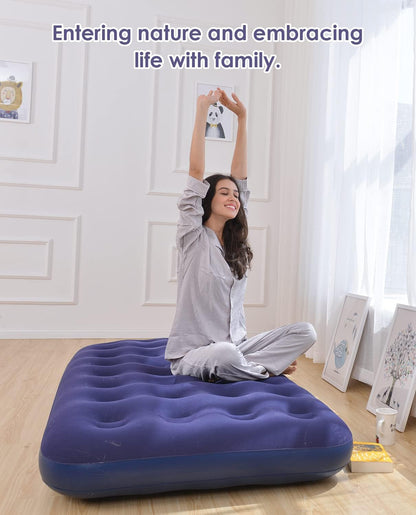 Twin Size Inflatable Air Mattress – Portable Blow‑Up Guest Bed with Built‑in Pump
