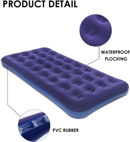 Twin Size Inflatable Air Mattress – Portable Blow‑Up Guest Bed with Built‑in Pump
