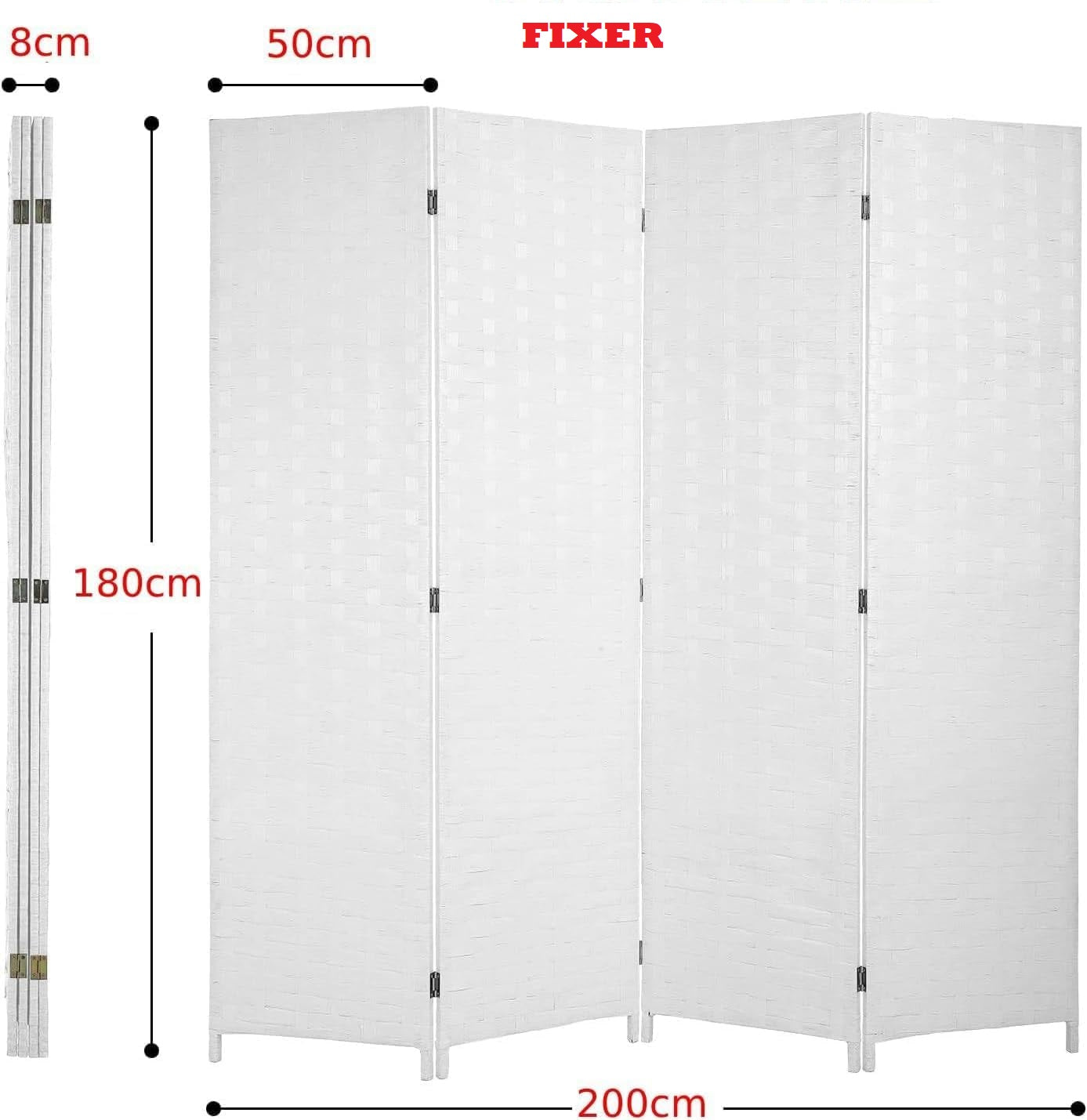 Fixer Foldable & Movable Hand-Woven Room Divider [200 x 180 cm] – Stretch Partition for Office, Bedroom, Living Room, Hotel Wall