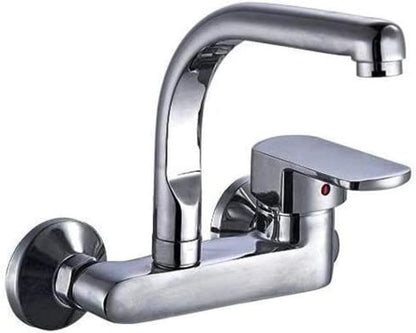 Wall-Mounted Kitchen Sink Mixer Faucet – 304 Stainless Steel | 360° Rotating Spout | Hot & Cold Water | Easy Installation