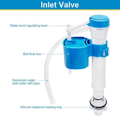 Dual Flush Toilet Valve Repair Kit – Push Button Flush System | Includes Fill Valve, Flush Valve & Button | Water-Saving, Easy Installation