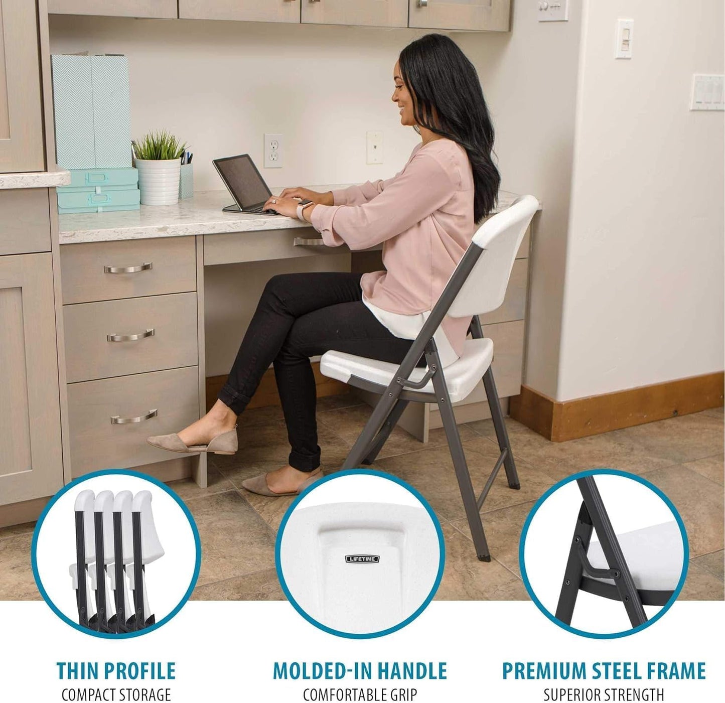 Folding Plastic Chair – Heavy-Duty, Stackable with Molded Seat & Back