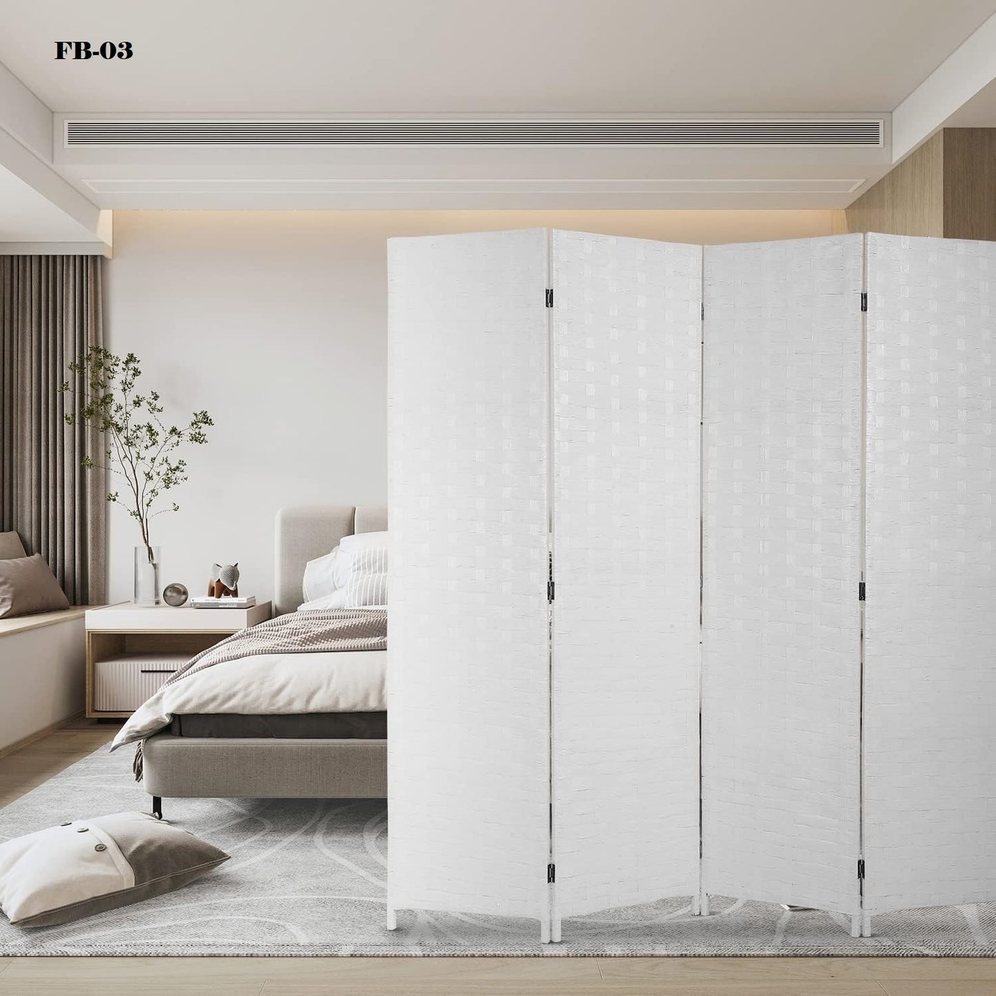 Fixer Foldable & Movable Hand-Woven Room Divider [200 x 180 cm] – Stretch Partition for Office, Bedroom, Living Room, Hotel Wall