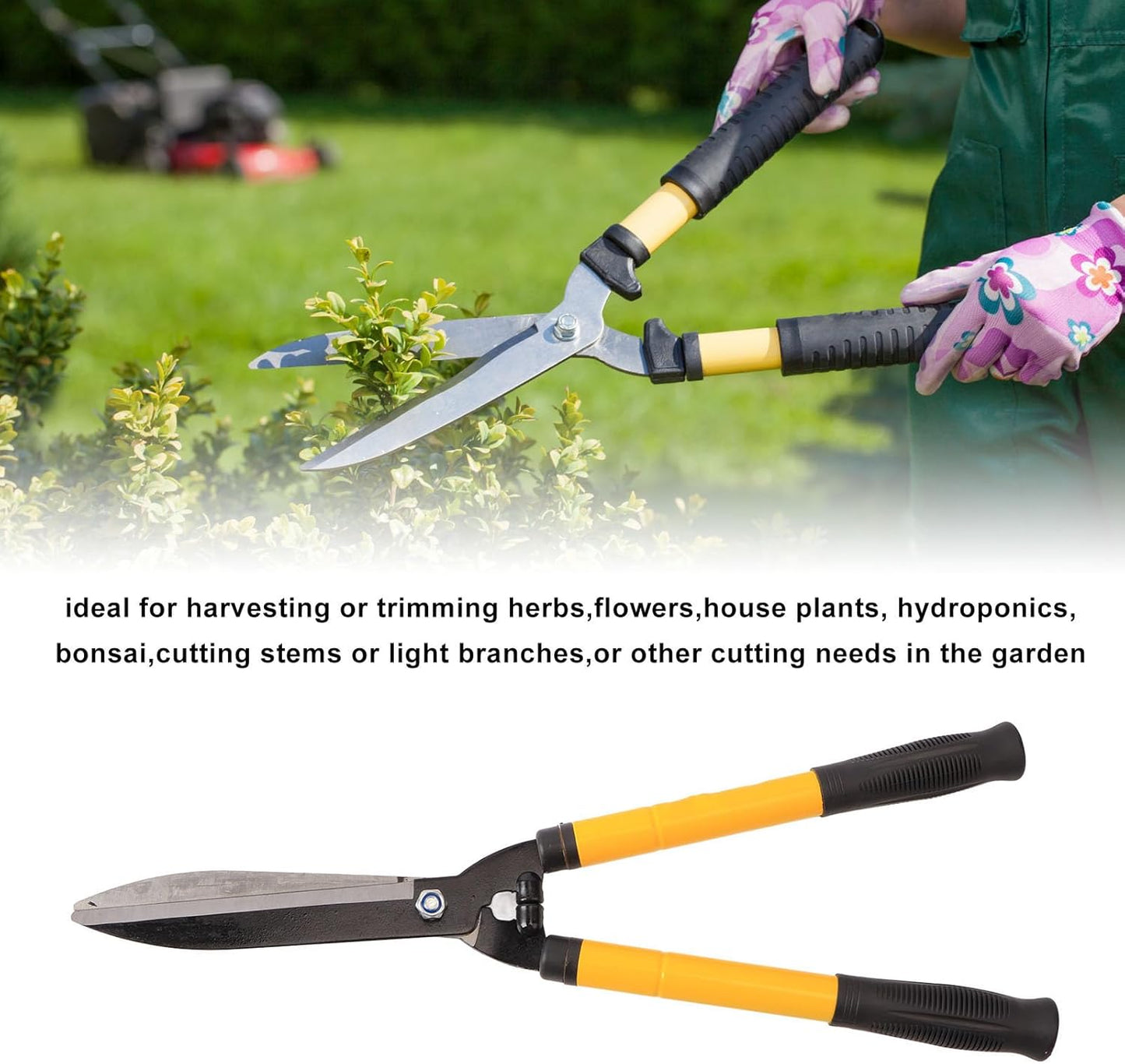 Garden Hedge Shears 56cm Gardening Tools, Hedge Shears Shock Absorbing Bumper Aluminum Handles for Manual Hedge. Garden Scissor 56cm