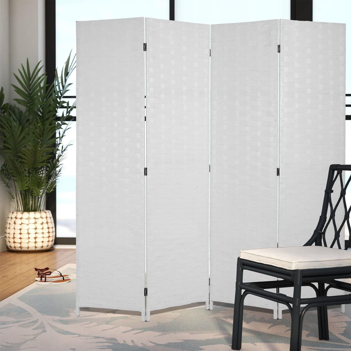 Fixer Foldable & Movable Hand-Woven Room Divider [200 x 180 cm] – Stretch Partition for Office, Bedroom, Living Room, Hotel Wall