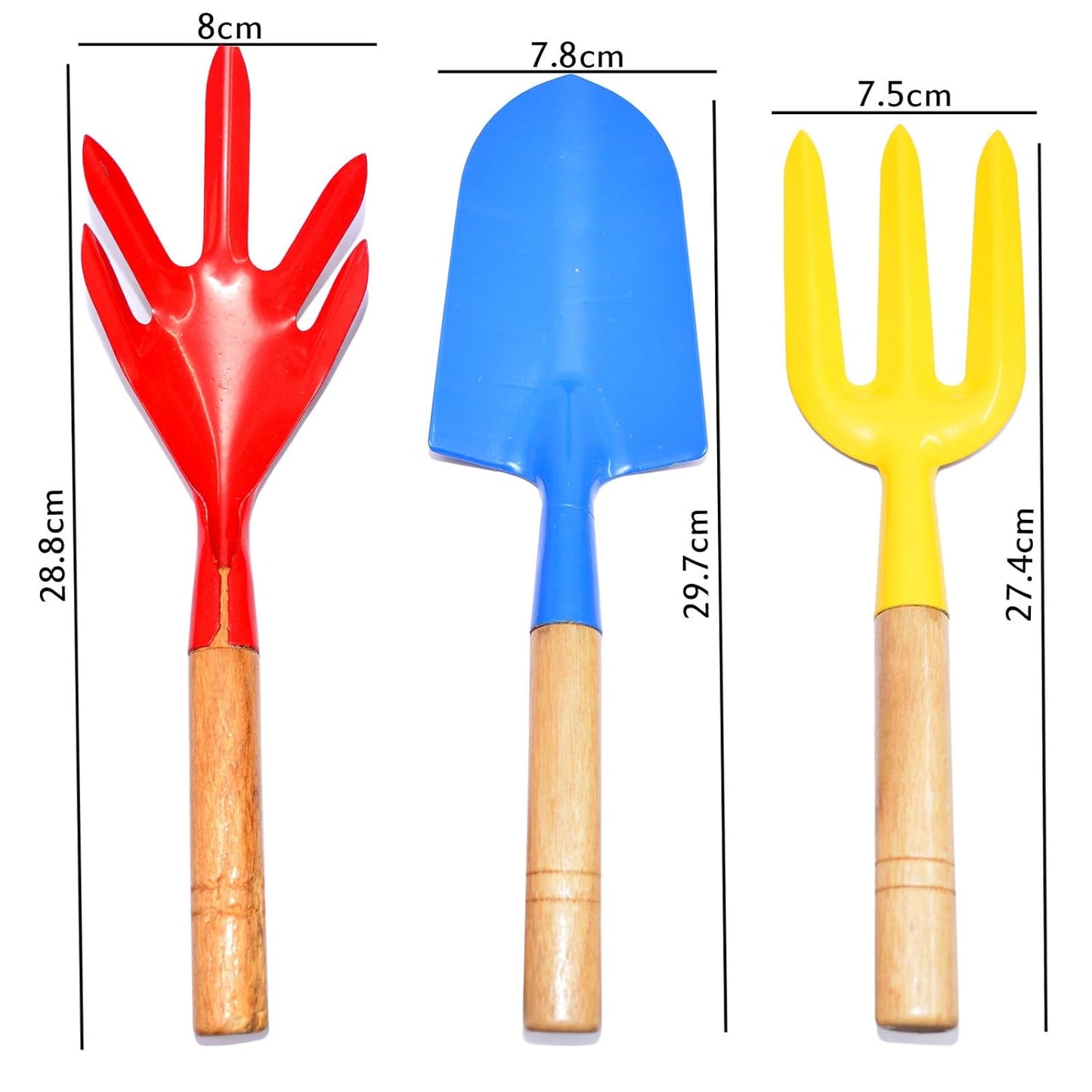 FIXER Gardening Tools Set for Digging & Planting Big Trowel, Garden Fork, Cultivator Wooden Handle (Combo of 3)