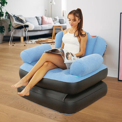 5-in-1 Inflatable Sofa Bed – Portable Folding Air Couch, Double Layer Pool Float Mattress for Camping, Living Room & Bedroom – 198×100×70 cm