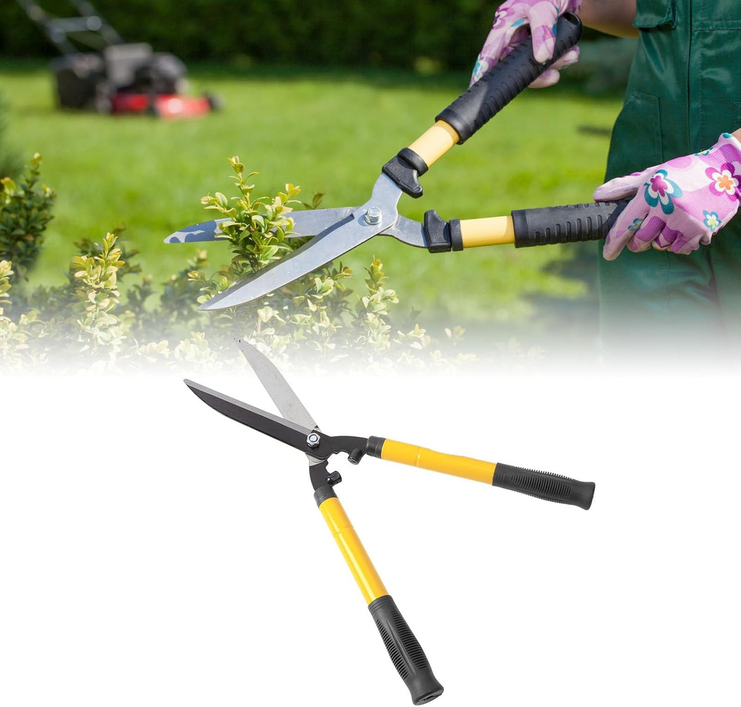 Garden Hedge Shears 56cm Gardening Tools, Hedge Shears Shock Absorbing Bumper Aluminum Handles for Manual Hedge. Garden Scissor 56cm
