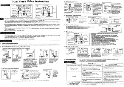 Dual Flush Toilet Valve Repair Kit – Push Button Flush System | Includes Fill Valve, Flush Valve & Button | Water-Saving, Easy Installation