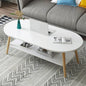 Modern Oval 2-Tier Coffee Table with Storage Shelf – Wooden Table with Solid Beech Legs for Living Room, Office or Bedroom – 120 x 60 x 42 cm