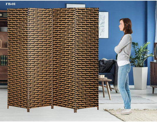 Fixer Foldable & Movable Hand-Woven Room Divider [200 x 180 cm] – Stretch Partition for Office, Bedroom, Living Room, Hotel Wall